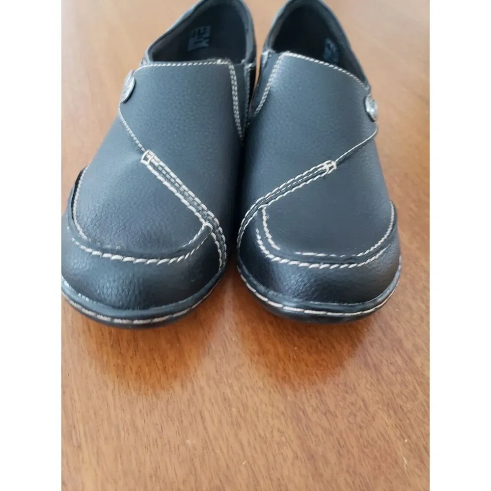Clarks Ashalnd Lane Shoes Loafers 7.5‎ Black Slip On Comfort